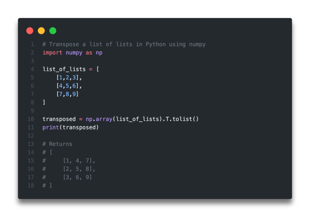 Python Transpose A List Of Lists 5 Easy Ways Datagy