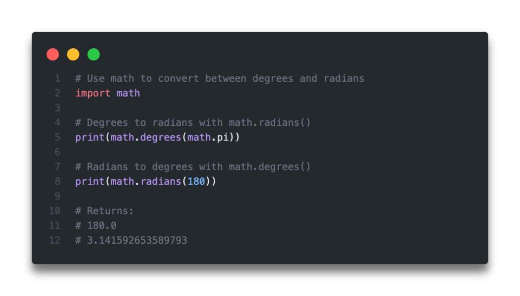 Quick Answer - Python Convert Between Degrees and Radians