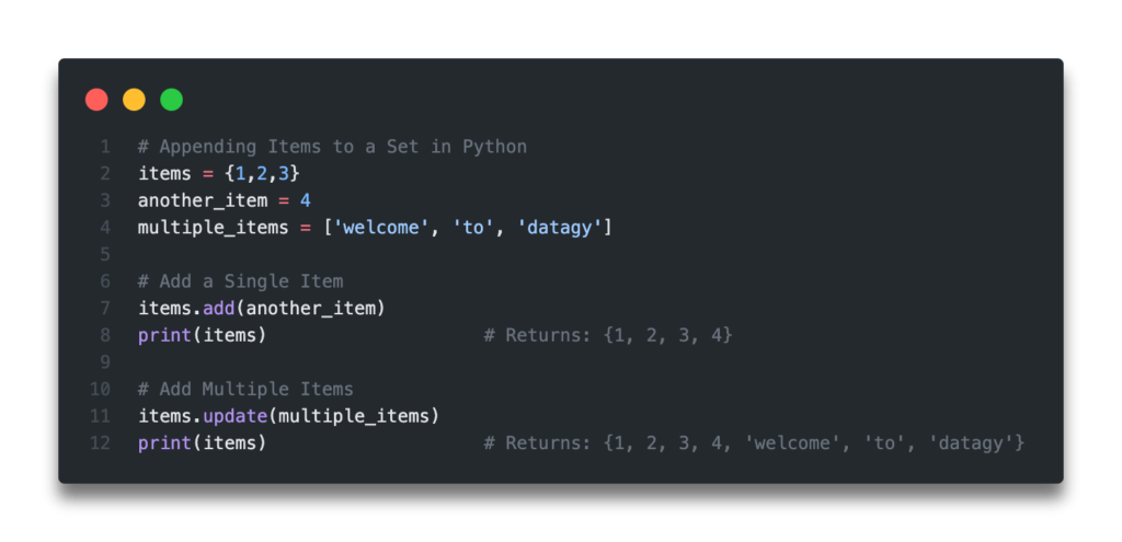 How To Append To A Set In Python Python Set Add And Update Datagy